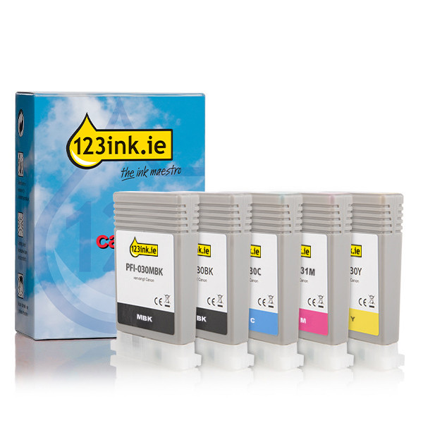 Canon PFI-030 / PFI-031 MBK/BK/C/M/Y ink cartridge 5-pack (123ink version) 130761 - 1