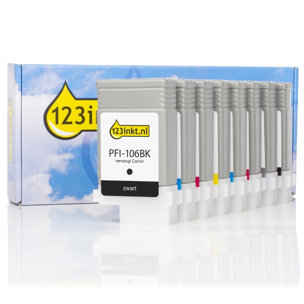 Canon PFI-106 MBK/BK/C/M/Y/PC/PM/GY ink cartridge 8-pack (123ink version)  132060 - 1