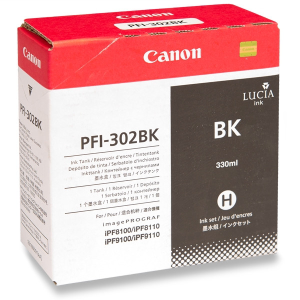 Canon PFI-302BK black ink cartridge (original Canon) 2216B001 018334 - 1
