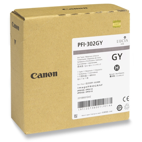Canon PFI-302GY grey ink cartridge (original Canon) 2217B001 018336 - 1