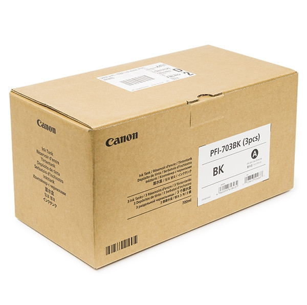 Canon PFI-703BK high capacity black 3-pack (original Canon) 018385 - 1