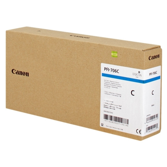 Canon PFI-706C high capacity cyan ink cartridge (original) 6682B001 018878 - 1