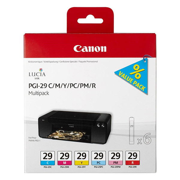 Canon PGI-29 C/M/Y/PC/PM/R ink cartridge 6-pack (original Canon) 4873B005 018762 - 1