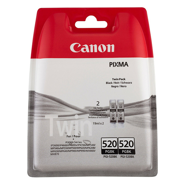 Canon PGI-520PGBK black ink cartridge 2-pack (original Canon) 2932B009 2932B012 2932B019 651007 - 1