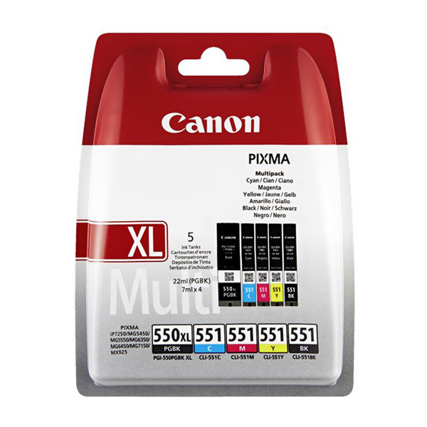 Canon PGI-550PGBK XL / CLI-551 BK/C/M/Y ink cartridge 5-pack (original Canon) 6509B013 010188 - 1