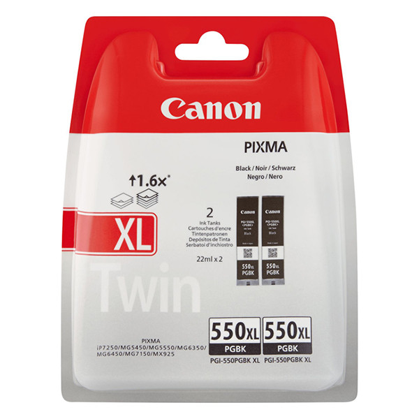 Canon PGI-550PGBK XL black ink cartridge 2-pack (original Canon) 6431B005 6431B010 018576 - 1