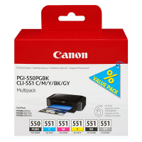 Canon PGI-550PGBK / CLI-551BK/C/M/Y/GY ink cartridge 6-pack (original Canon) 6496B005 017436