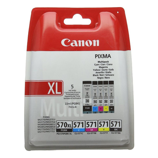 Canon PGI-570PGBK XL / CLI-571 BK/BK/C/M/Y ink cartridge 5-pack (original Canon) 010190 - 1