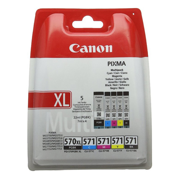 Canon PGI-570PGBK XL / CLI-571 BK/C/M/Y ink cartridge 5-pack (original Canon) 0318C004 010190 - 1