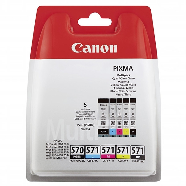 Canon PGI-570PGBK / CLI-571 BK/C/M/Y ink cartridge 5-pack (original Canon) 0372C004 0372C006 017264 - 1