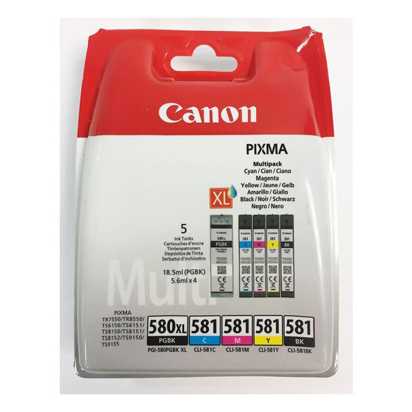 Canon PGI-580PGBK XL / CLI-581 BK/BK/C/M/Y ink cartridge 5-pack (original Canon) 010186 - 1