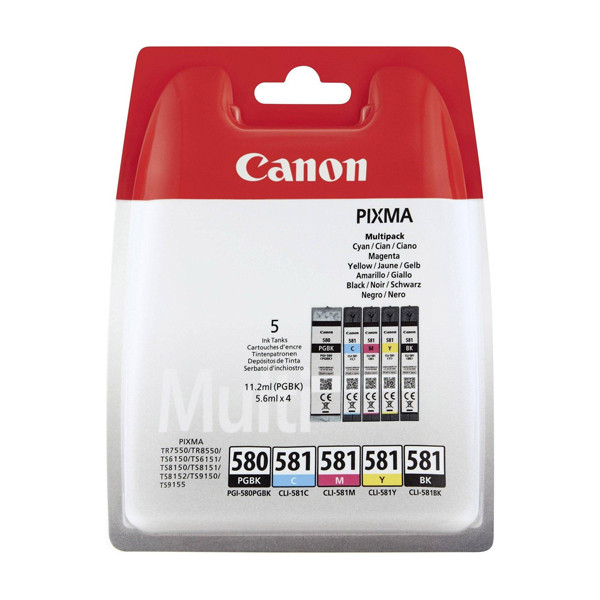 Canon PGI-580PGBK / CLI-581BK/C/M/Y ink cartridge 5-pack (original Canon) 2078C005 2078C006 2078C007 2078C008 018582 - 1