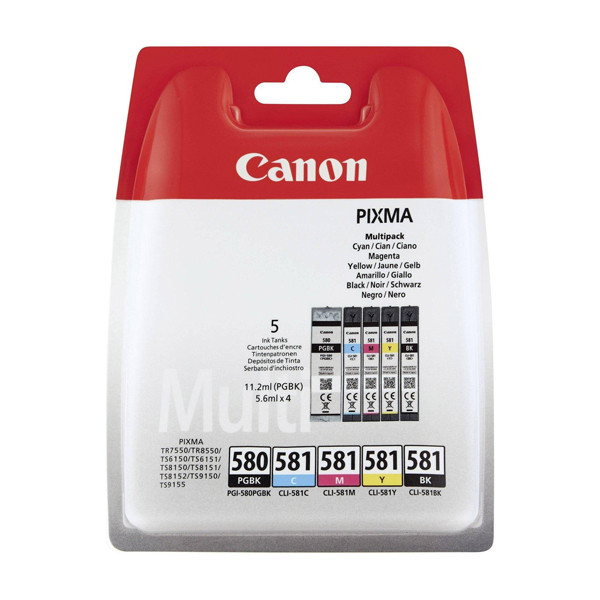 Canon PGI-580PGBK / CLI-581 BK/BK/C/M/Y ink cartridge 5-pack (original Canon) 018582 - 1