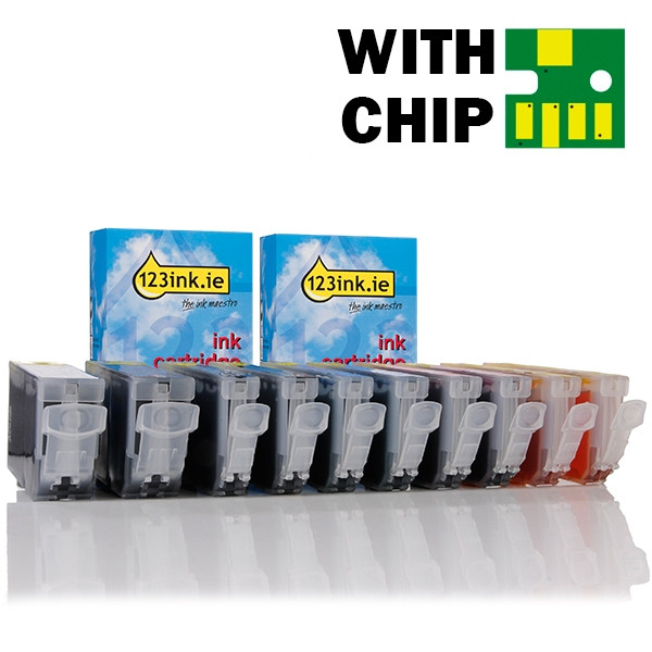 Canon PGI-5BK / CLI-8BK/C/M/Y ink cartridge 10-pack (123ink version) 0620B001C 0621B001C 0622B001C 0623B001C 0628B001C 127112 - 1