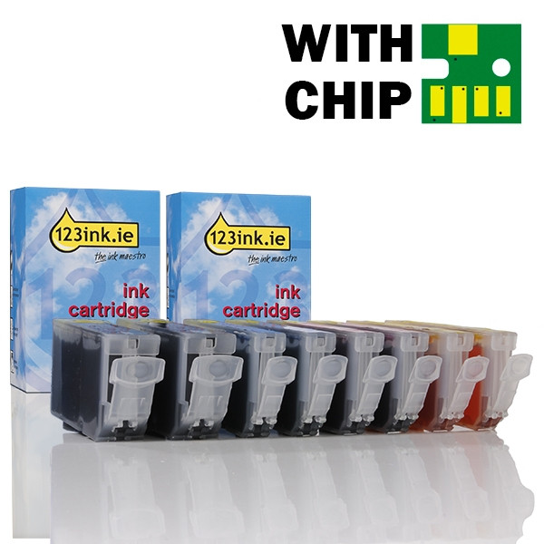 Canon PGI-5BK / CLI-8C/M/Y ink cartridge 8-pack (123ink version) 0621B001C 0622B001C 0623B001C 0628B001C 127110 - 1