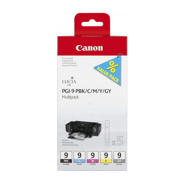 Canon PGI-9 PBK/C/M/Y/GY ink cartridge 5-pack (original Canon) 1034B013 010461 - 1