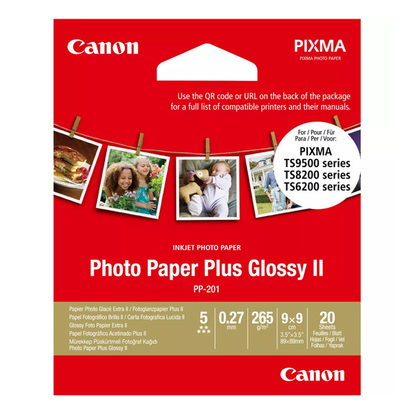 Canon PP-201 Canon Photo Paper Plus Glossy II, 8.8 x 8.8 cm (20 sheets) 2311B070 154075 - 1