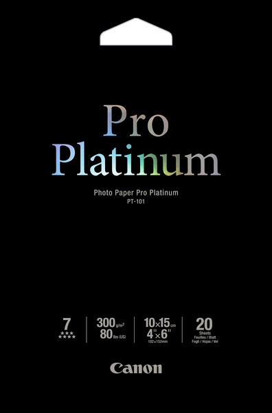 Canon PT-101 Pro Platinum Photo Paper 300g, 10cm x 15cm (20 sheets) 2768B013 064594 - 1