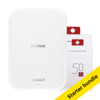 Canon Zoemini 2 pearl white mobile photo printer starter bundle 819357