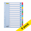 Cardboard tabs 1-12 (12 coloured tabs) | A4, 23-hole | 123ink | 5-pack