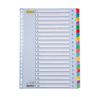 Cardboard tabs 1-20 (20 coloured tabs) | A4, 23-hole | 123ink 301622