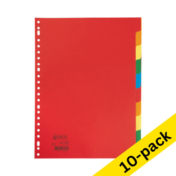 Cardboard tabs (10 coloured tabs x10) | A4, 23-hole | 123ink 302469 - 1