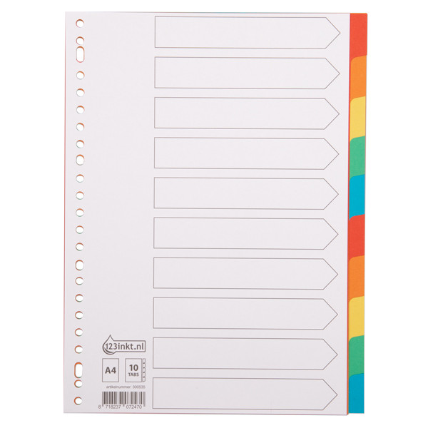 Cardboard tabs (10 white tabs) | A4, 23-hole | 123ink 300535 - 1