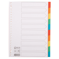 Cardboard tabs (10 white/coloured tabs) | A4, 23-hole | 123ink