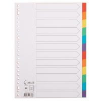 Cardboard tabs (12 white/coloured tabs) | A4, 23-hole | 123ink 300536