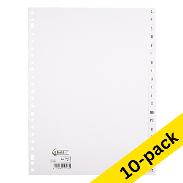 Cardboard tabs A-Z (20 white tabs x10) | A4, 23-hole | 123ink 301887 - 1