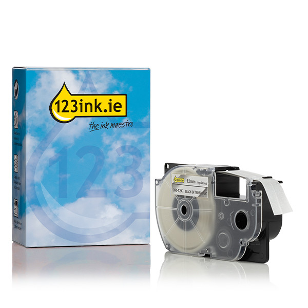 Casio XR-12X black on transparent tape, 12mm (123ink version) KR12X1C 056341 - 1