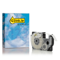 Casio XR-9AX white on transparent tape, 9mm (123ink version)  056340