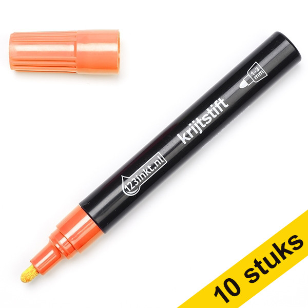 Chalk marker | orange | 123ink | 10-pack 301109 - 1