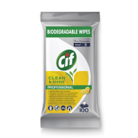 Cleaning wipes | Biodegradable | Cif Pro Clean & Shine Formula | 100-pack SCI00161