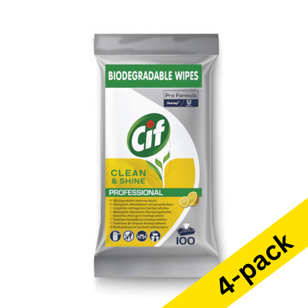 Cleaning wipes | Biodegradable | Cif Pro Formula | 100 wipes x4 SCI00162 - 1