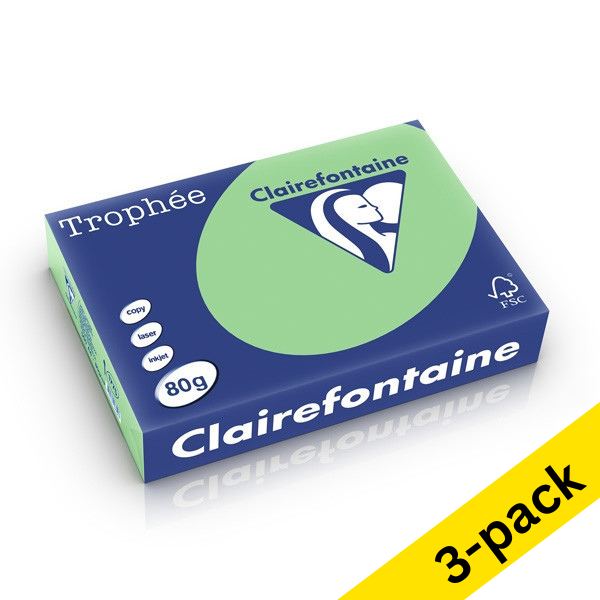 A4 80g paper (natural green) | Clairefontaine | 500 sheets x3 340028 - 1