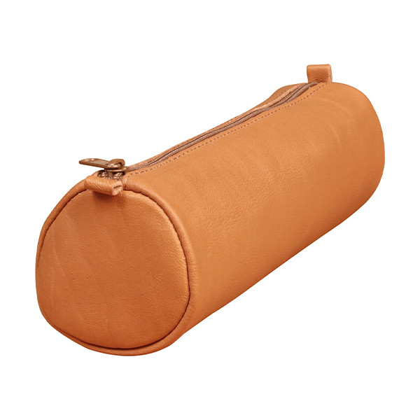 Clairefontaine Age large light brown round leather pencil case 77017C 250459 - 1