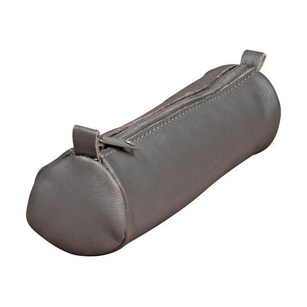 Clairefontaine Age small grey round leather pencil case 77034C 250464 - 1