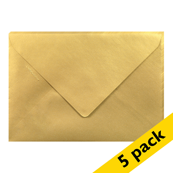 Clairefontaine C5 gold coloured envelopes, 120g (5-pack) 26612C 250350 - 1
