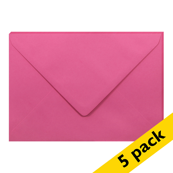 Clairefontaine C5 intense pink coloured envelopes, 120g (5-pack) 26572C 250345 - 1