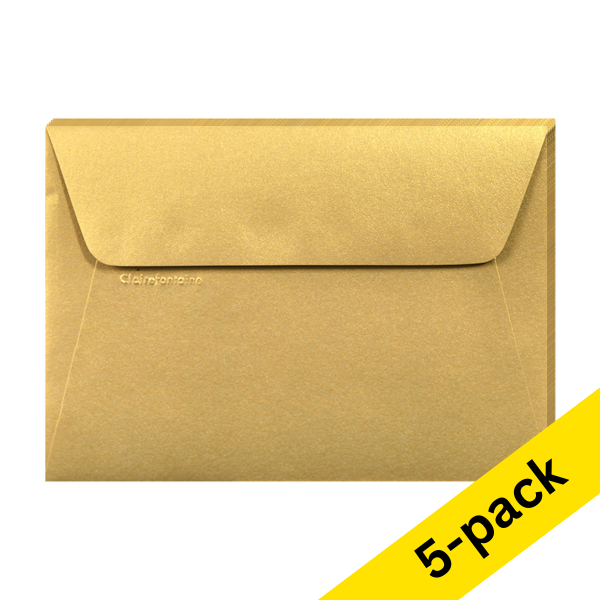 C6 envelope 114 x 162mm | gold self-adhesive, 120g | Clairefontaine | 5-pack 250338 - 1