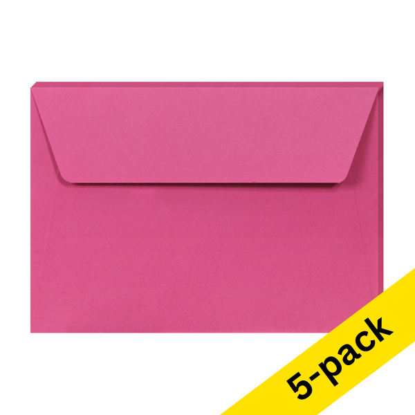 C6 envelope 114 x 162mm | intense pink self-adhesive, 120g | Clairefontaine | 5-pack 250333 - 1