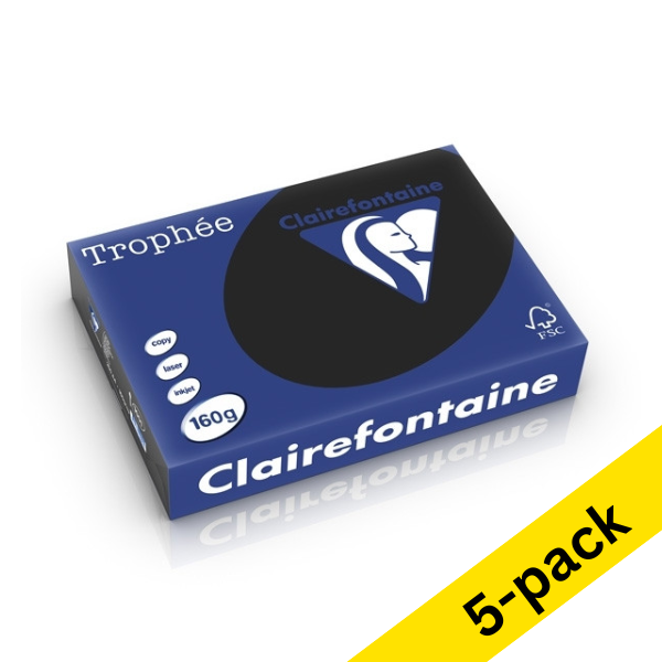 Clairefontaine black A4 coloured paper, 160 gsm (250 sheets) (5-pack) 250412 - 1