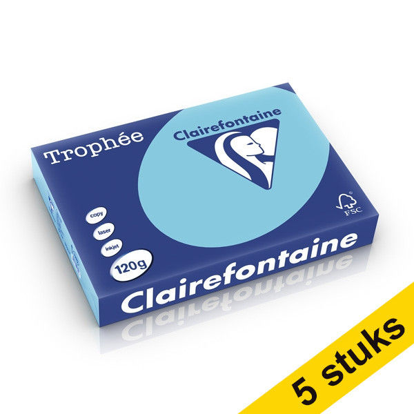 Clairefontaine bright blue A4 coloured paper, 120 gsm (250 sheets) (5-pack) 250481 - 1