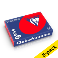 Clairefontaine coral A4 coloured paper, 80gsm (500 sheets) (5-pack)