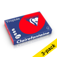 Clairefontaine coral red A4 coloured paper, 120gsm (250 sheets) (3-pack)