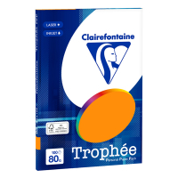 Clairefontaine fluorescent orange A4 coloured paper, 80gsm (100 sheets) 4129 250016