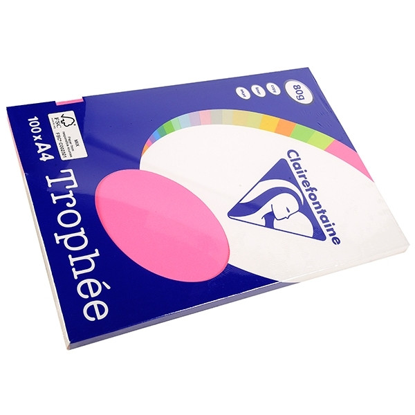 Clairefontaine fluorescent pink A4 coloured paper, 80gsm (100 sheets) 4126C 250013 - 1