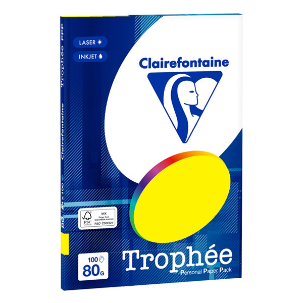 Clairefontaine fluorescent yellow A4 coloured paper, 80gsm (100 sheets) 4127C 250014 - 1