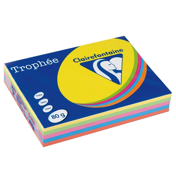 Clairefontaine intense yellow/green/orange/blue/pink A4 coloured paper multipack, 80 grams (5 x 100 sheets) 1704 250012 - 1